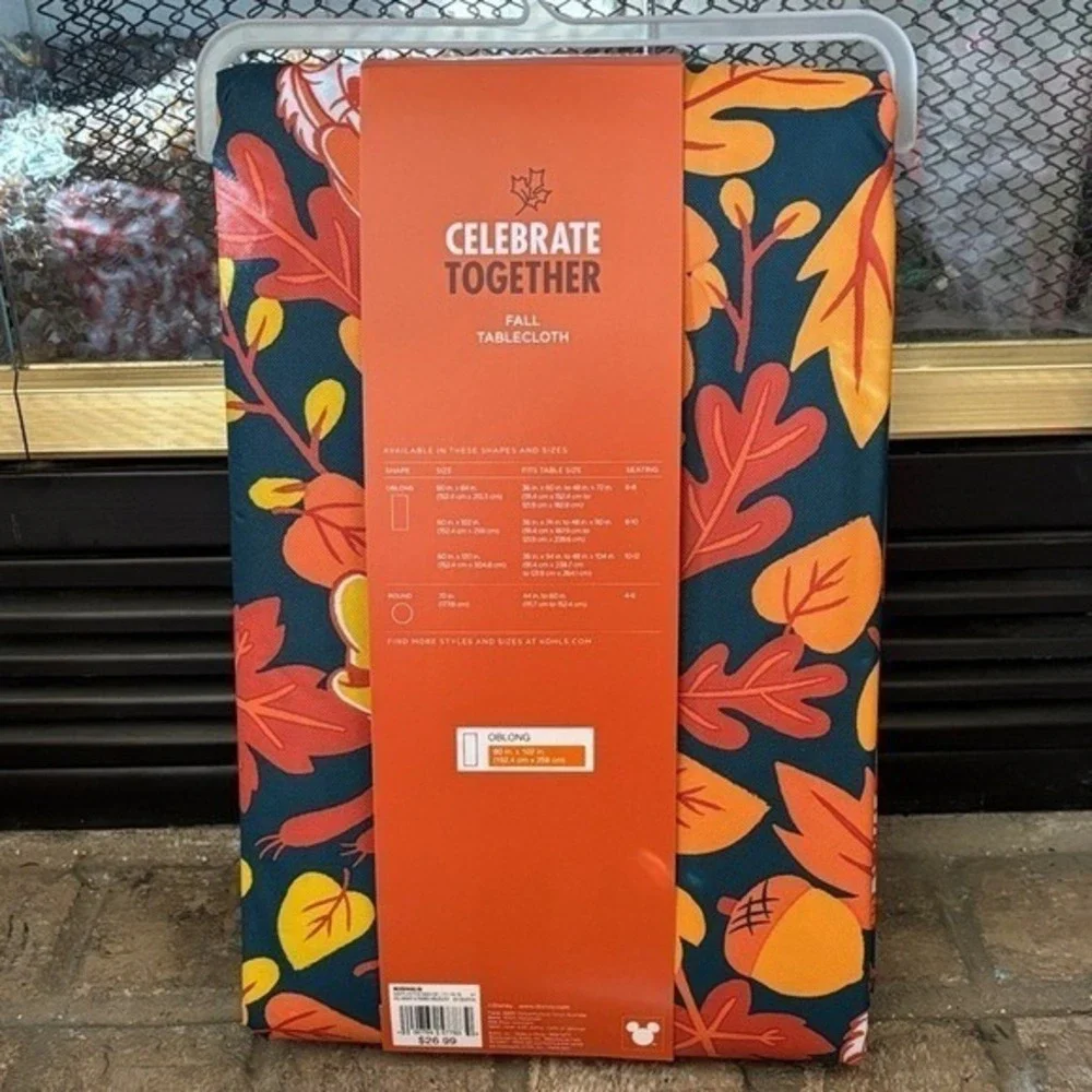 Disney Autumn Leaves Fall Tablecloth Oblong 60